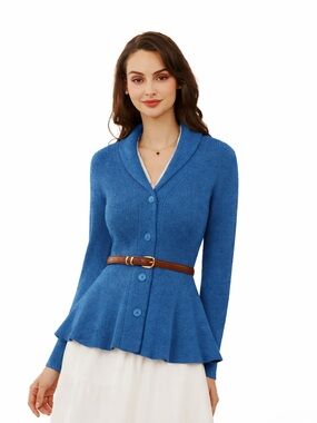 Vintage Cardigan Sweater Shawl Lapel Button Down Sweater Outwear Coat